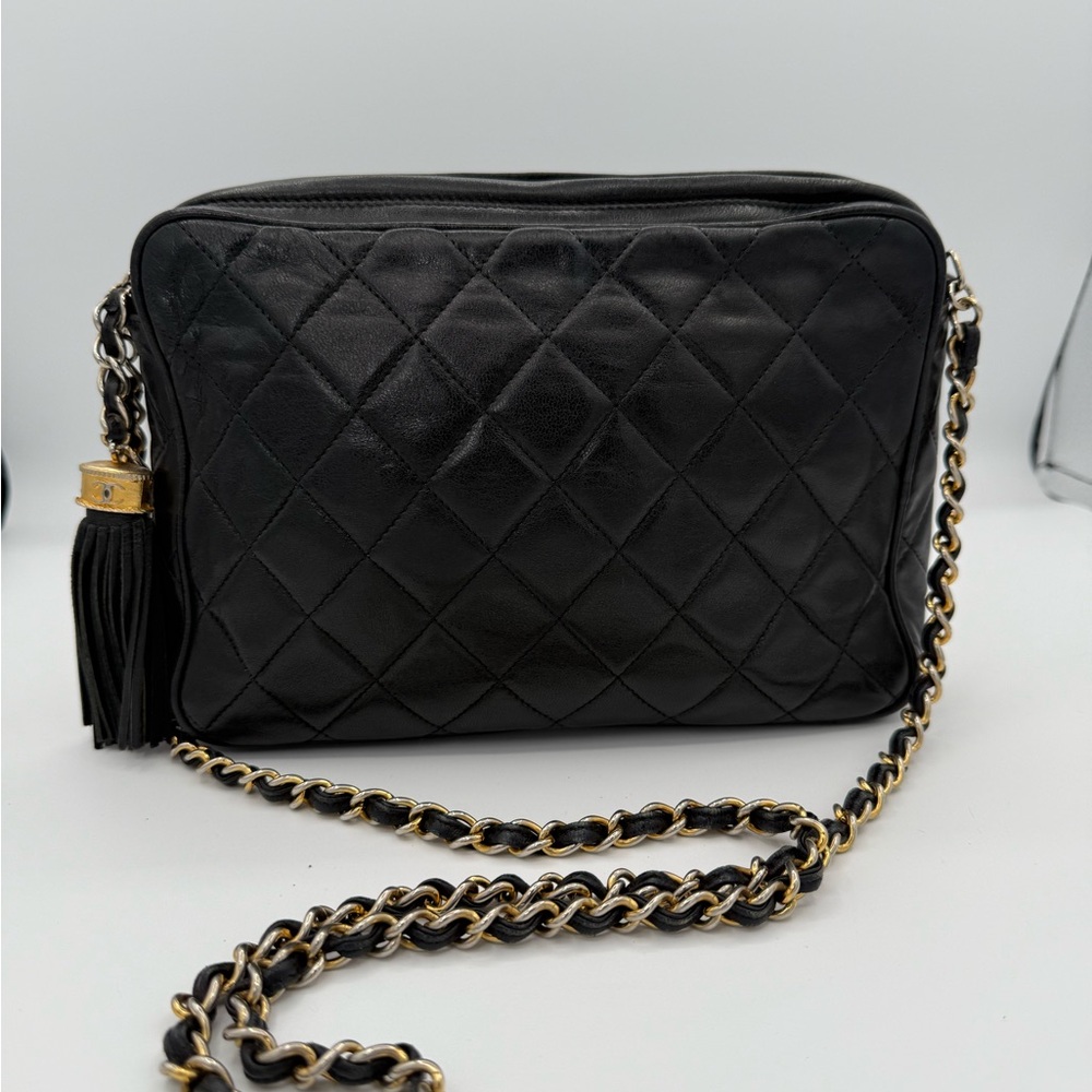 Vintage Chanel Black Quilted Shoulder Bag